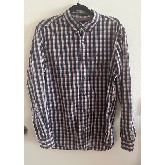 Banana Republic Other - Banana Republic Mens Large 16-16.5 Plaid Button Down Shirt Navy Red White